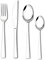 Cubertería de plata, tenedor, cuchillo, cuchara, cuchara de postre, cubiertos de acero inoxidable, 24 piezas, cubiertos de acero para 6 personas