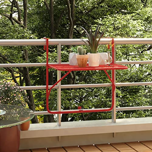 HEFZGDB Balkontisch Rot 60x40 cm Stahl Campingtisch Gartentisch Balkontisch Geeignet für Gärten, Terrassen, Decks.