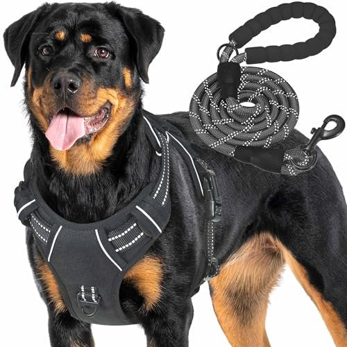 Haapaw Imbracatura tattica resistente per cani di grandi dimensioni senza tirare Imbracatura da addestramento riflettente facile controllo imbracatura per cani da lavoro militare XL nera