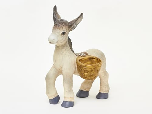 Evocalo Burro con Alforjas de Cerámica Doble Maceta Colores Vivos Diseño Detallado Artesanía Pintado a Mano Figura Jardín Exteriores 40x28x30 cm