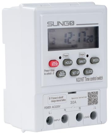 Jadeshay Interruttore Orario 16 Gruppi AC220V Timer Digitale Programmabile Temporizzatore 220v per Illuminazione Irrigazione del Giardino (KG316T)