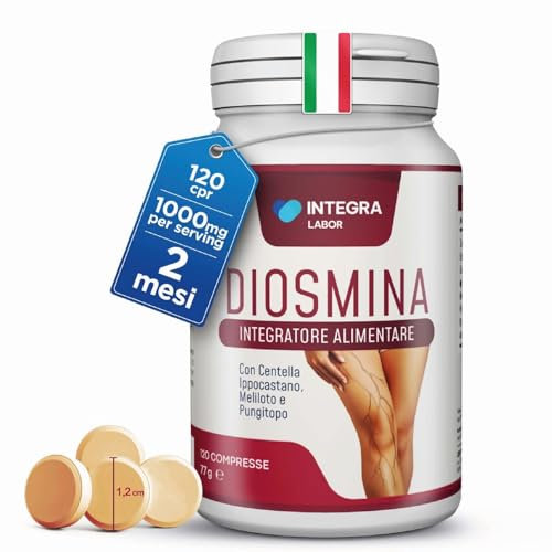 DIOSMINA ESPERIDINA [1000mg Dose Giornaliera] 120 CPR - Integratore Vene Varicose e Gambe Pesanti, Capillari Rotti, Circolazione e Microcircolo - Complex Forte ad Alto Dosaggio