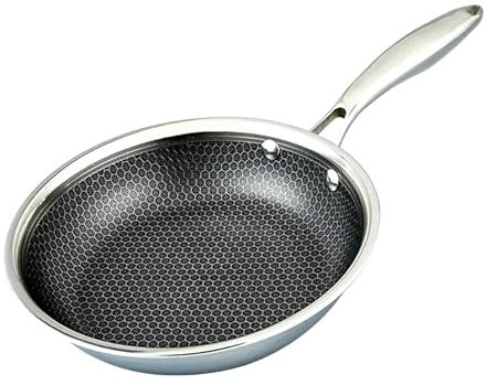 Cflagrant® Poêle à frire Hybride en inox de qualité premium 18/10 et revêtement 3D nid d’abeille anti rayures de qualité professionnelle sans PFOA (XXL 30cm)