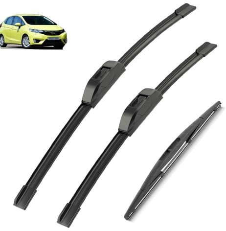 Scheibenwischer-Set vorne und hinten, kompatibel mit Honda Fit Jazz MK2 MK3 2009–2020 2010, beschichtetes Scheibenwischerblatt, 26+14(Right hand drive)