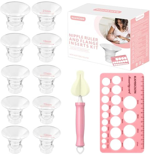 Nipple Ruler for Flange Size Measuring Tool Silicone Soft Flange for Breast Flange Measuring Tool (10PCS-13/15/17/19/21mm)