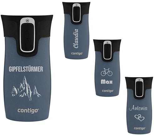 Contigo Taza térmica West Loop Mini Auto Seal con grabado – Nombre acero inoxidable taza de viaje taza de café para llevar taza de café a prueba de fugas 300 ml (Lakeside)