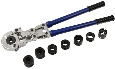 BSD Crimpatrice idraulica professionale per tubi PEX-AL-PEX con 8 matrici intercambiabili, pressatura precisa da 16 a 32 mm, confezionata in valigia resistente.
