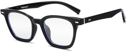 beister Blaulicht Blocking Brille für Computer, Gaming, TV & Smartphone - Anti-Blues-Light & Transparente Linse - TR90 Rahmen - Unisex, Schwarz, 1 Stück