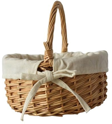 WICKER WOVEN BORK - Stylischer Aufbewahrung Von Lebensmitteln, Dekorativer Osterkorb | Tragbarer Picknick -Einkaufscampinglager Für Zuhause, Accessoires Im Freien, Natürliche Faser -Organizing -Korb F
