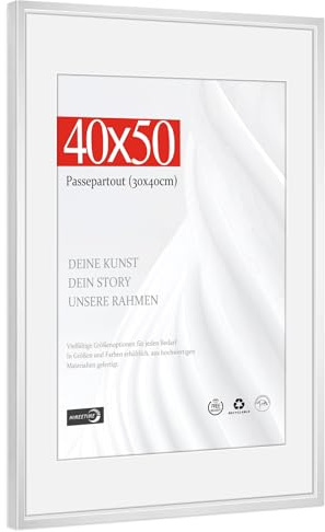 HIMEETIME® 1x Bilderrahmen 40x50 cm,Aluminium,Silber matt,Posterrahmen zum Aufhängen im Hoch- & Querformat,bruchsicheres Kunstglas,– Nur zur Wandmontage