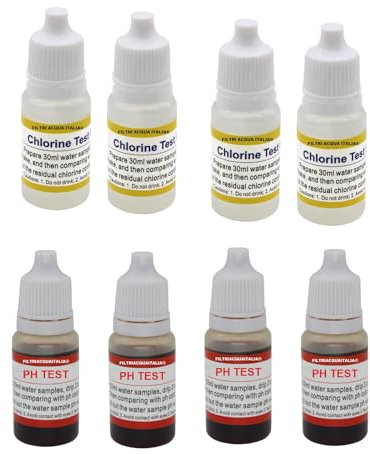Test Cloro PH Misuratore PH-Cloro Kit Analisi Set 8 Pezzi per Piscine e acqua potabile domestica