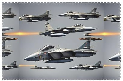 Lot de 6 assiettes à dîner imprimées avions de chasse - Décoration pour maison, hôtel et banquet pour table à manger