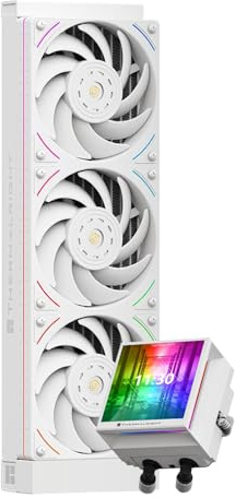 TR-Thermalright Hyper Vision 360 UB ARGB White Flüssigkeit CPU Kühler, 3,95'' IPS LCD Bildschirm mit 480x480 Auflösung-Magnetisch,360mm Kühler,für AM4/AM5,LGA1851/1700/115x