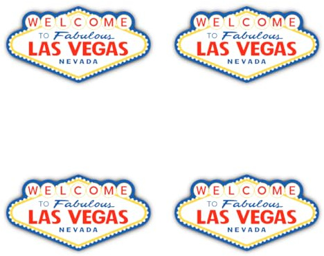 Aufkleber: 100 mm, 4 Stück - Las Vegas Schild-Umriss Aufkleber Set Vinyl 4er Pack 100 mm (10 cm) wetterfest selbstklebend für Auto Laptop Koffer Reise