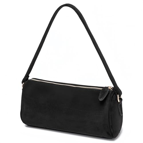 JOLLQUE Crossbody Tasche für Frauen, Luxus kleine Fass Kupplung, Wildleder Handtasche Tasche, Herbst Winter Schultertaschen