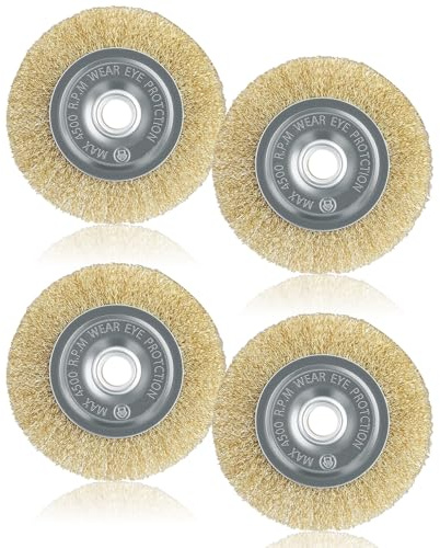 VEGCOO 4 Pcs Wire Brush Replacement Compatibile with Ryobi Patio Cleaner, Wire Wheel Brush for RY18PCA-0 OPC1800 OPC1815 EFB 400/401, for Cleaning Rust Joint Debris, 115mm*16mm*10mm