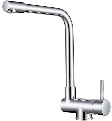 AICA sanitaire Robinet de Cuisine Rabattable Sous Fenêtre, Bec Haut 360° Rotatif & Inclinable, Démarrage à Froid, Acier Inoxydable 304 Chromé, Design Économique Pratique