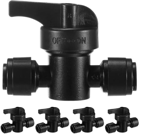 M METERXITY 5-Pack Drip Irrigation Valves, 1/4 Inch Plastic Barbed Shut-Off Valve for Drip Tubing/Garden Irrigation System/Lawn and Greenhouse Watering [Black]