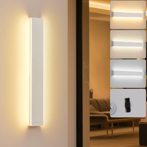 KUKAK LED Wandleuchte Innen, 20W Wandlampe für Treppenhaus Flur 66cm Weiß | Up Down Wandbeleuchtung,3000K/4000K/6000K Wandlampen,Modern Lampe Wand,Flurlampe Wandleuchten Treppenhaus beleuchtung