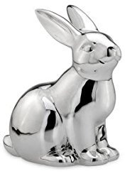 Deko-Hasen sitzend 16,6 x 11,4 x 18,6cm Porzellan/Silberglanz