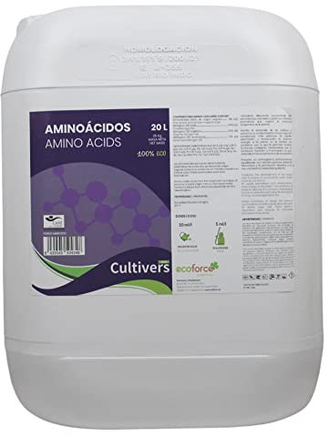 CULTIVERS Abono de Aminoácidos Vegetales de 20 L. Fertilizante potenciador del Crecimiento de tu Plantas en Exterior e Interior. Fertilizante Aumenta la productividad. Force Amin Eco