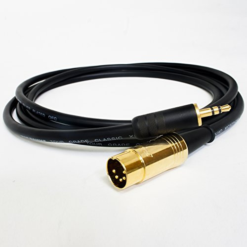 QUAD Premium AUX input cable. 3.5mm Mini Jack to 5 Pin Din Audio Lead. Van Damme (8m, Black)