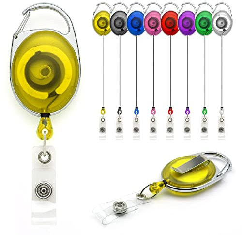 Lanyards Tomorrow - Soporte para carrete retráctil, extensible, identificación, pases para tarjetas de identificación, control de acceso de seguridad, mosquetón con clip metal cinturón trasero Yo Yo