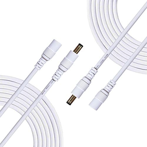 Liwinting 2pcs 3m/9.84ft DC Extension Cable 5.5mm x 2.5mm Male to Female Connector, DC Power Cord Extension Cable for Power Adapter, CCTV Wireless IP Camera - White