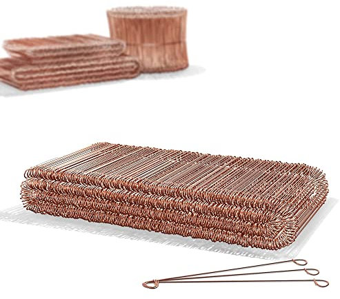 Heimfleiss® Rödeldraht Betonbindedraht 1,0 x 100-160 mm (500 Stk.) - verkupferter Bindedraht in 250, 500 & 1000er Bündel - Ösendraht Drilldraht für Drillapparat & Rödelzange - Drahtsackverschlüsse