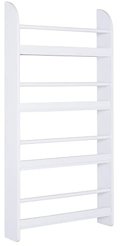 HOMCOM Estantería de Pared de Libros con 4 Estantes Librería Infantil para Hogar Oficina Carga 30kg 59x12x113cm Blanco