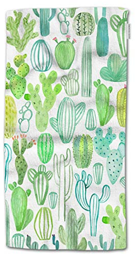HGOD DESIGNS Kaktus-Handtücher, Aquarell, Kaktus, grünes Muster, weiches Handtuch für Badezimmer, Küche, Yoga, Fitnessstudio, dekorative Handtücher, 38,1 x 76,2 cm