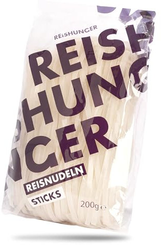 REISHUNGER Reisnudeln aus Vietnam, 8er Pack (8 x 200 g) – Glutenfrei & Vegan – Breite Asia Nudeln, ideal für Pad Thai und vietnamesische Pho