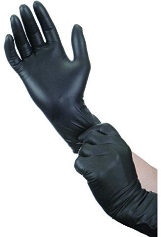 NHGFP 100 guanti in lattice nero blu per la pulizia della casa medica/cibo o giardino guanti universali per mano destra e sinistra, Nero , S