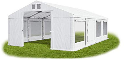 Das Company Partyzelt 8x8m Lagerzelt Universalzelt Moskitonetz wasserdicht weiß Zelt 560g/m² PVC Plane ganzjährig Gartenzelt Winter ISDM - Zeltgarage, Pavillon, Zeltgarage Winterfest - Winterzelt