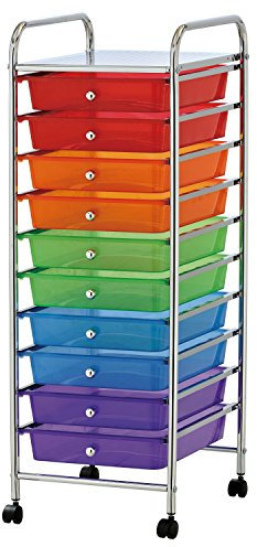 Taylor & Brown 10 Drawer Mobile Rolling Storage Trolley Unit Organiser On Wheels For Salon, Beauty Make Up, Hairdressing, Beauty & Home Office Stationary (Multi)