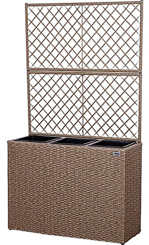 STILISTA Pot de Fleurs en Poly rotin avec 2 Treillis et 3 Pots intérieurs Amovibles, en 4 Couleurs différentes, crème