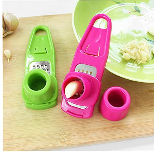 TOSSPER 1pc Garlic Press Grater Mini Ginger Planer Manual Herbs Crusher and Chopper Kitchen Cooking Gadgets Random Color