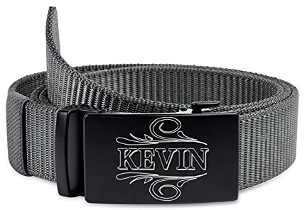 Jewel Personalisierte Gürtel Herren Gürtel Ratsche Automatikschließe Ledergürtel Nylon Canvas Belt mit Gravur Name Gürtel für Vater Freund Vatertags Geschenk (Nylon 125CM)