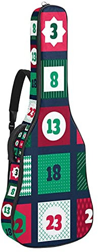 107,7 cm Akustikgitarrentasche mit stoßfestem, dick gepolstertem Gitarren-Rucksack für Bass, Folk-Gitarre, Adventskalender, bedruckbar