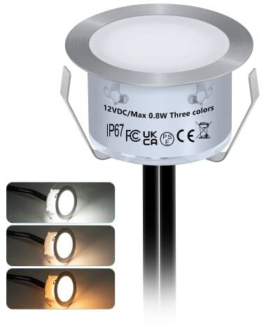 HIBOITEC Foco Empotrable Suelo - 0.8W IP67 Foco Empotrable LED Punto de Piso Ø42MM, 12V Zócalo de bajo voltaje Luces Piscina Incorporado para Caminos en el Suelo para Césped Terraza y Jardín