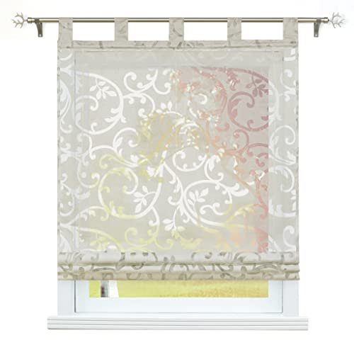 SCHOAL Raffrollo Ausbrenner Transparente Raffgardine mit Schlaufen Schlaufenrollo Gardinen Modern 1 Stück BxH 140x150cm Sand