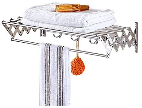 WXXGY Porte-Serviettes Double Porte-Serviettes 600Mm / 24 Pouces Fixation Murale 6 Barres Porte-Serviettes Barre Ou Rack Dans La Salle Dens Ou La Cuisine Télescopique Pliant Énorme Capacité Durable/60