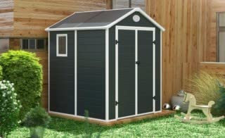 Gardiun Abri de Jardin en Résine New Donna 3,57 m² 190x192x226cm Fenêtre Latérale et 2 Portes 120x183 cm Gris Anthracite