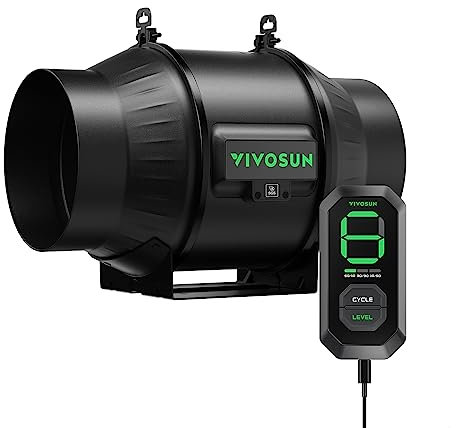 VIVOSUN AeroZesh T6 Inline Duct Fan 150 mm Extractor Fan 693 m³/h with E12 Speed Controller and Entirely Programmable PWM-Controlled EC Fan AeroZesh T6 for Grow Tent Ventilation