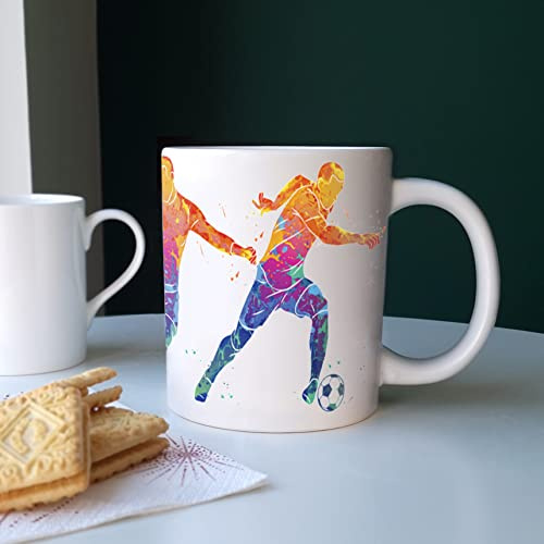 Purely Home Extra Large Big Football Mug Themed Abstract Paint Effect - Jumbo White Coffee/Tea Gift for Sports Lovers