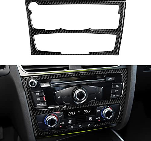 OYDDL Carbon Fiber Auto Mittelkonsole Navigation CD Panel Luftauslass Abdeckung Trim Kompatibel mit Audi A4 B8 A5 S4 S5 Q5 RS4 RS5 Interieur Zubehör (CD,C)