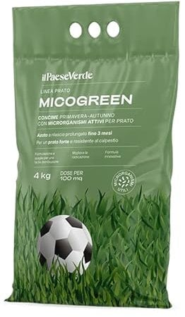 Il Paese Verde Concime Micogreen 4kg 100mq - Concime Granulare Npk Per Prato Con Azoto A Lento Rilascio – Nutrimento Di Qualità Per Un Prato Perfetto