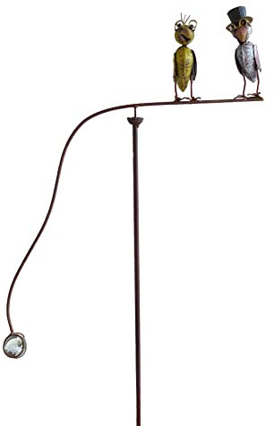Gartenpendel Vogel mit Brille und Hut | Blumenstecker Gartenstecker Gartendeko Stecker | 127x60 cm