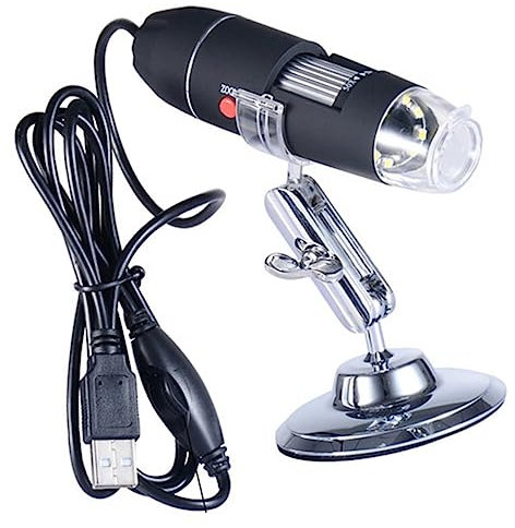 VILLCASE Digitales USB-mikroskop Elektronenmikroskop Mit Led-lichtern Und Silberner Halterung Tragbar Für Inspektion Kleiner Objekte Foto Video
