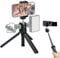 Kiorafoto Mini treppiede per telefono, 2 in 1, estensibile per fotocamera, treppiede portatile da viaggio per iPhone, smartphone Android, DSLR, treppiede da tavolo con foro da 1/4 - 20